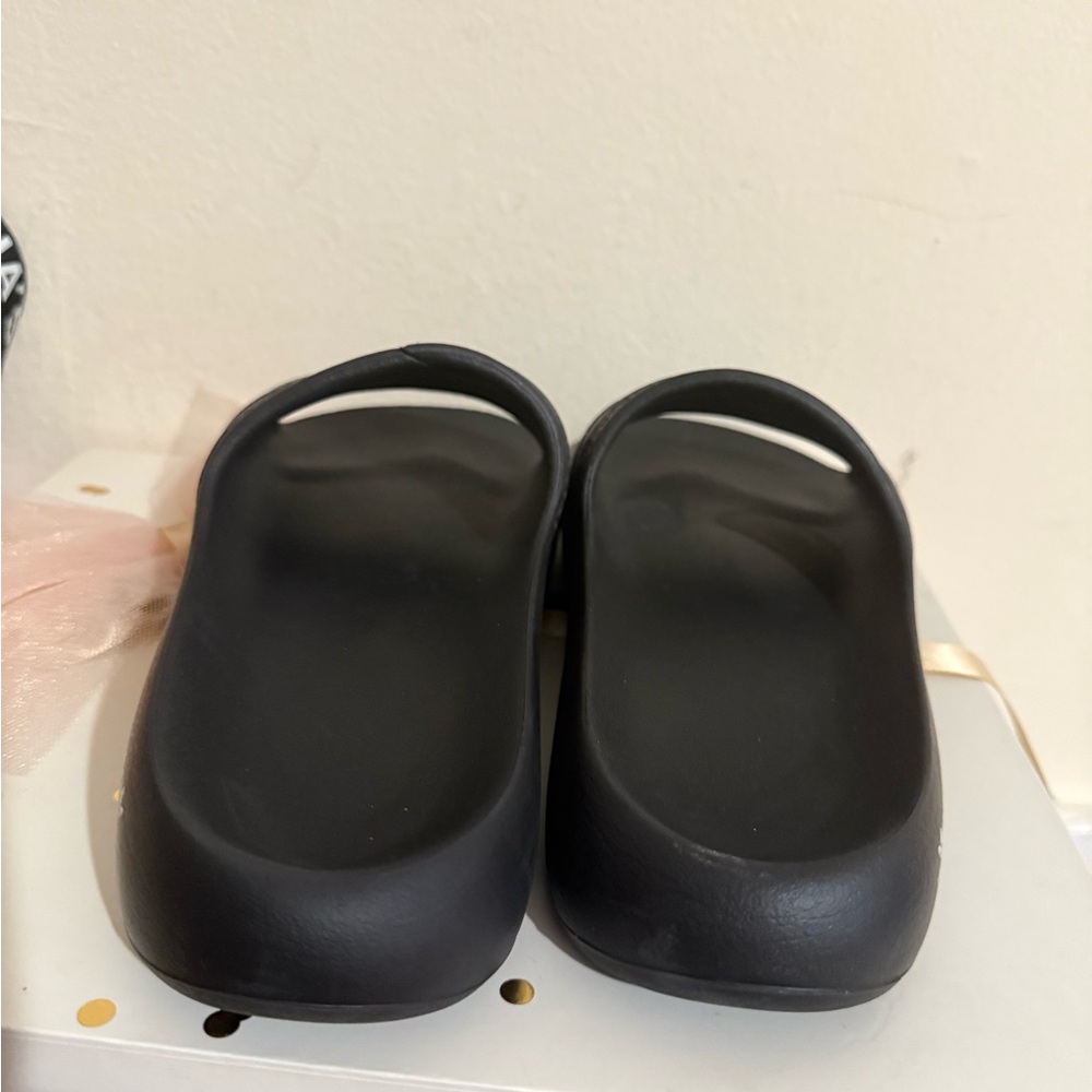 Adidas Black Embossed Slide Sandals - Picture 2 of 6
